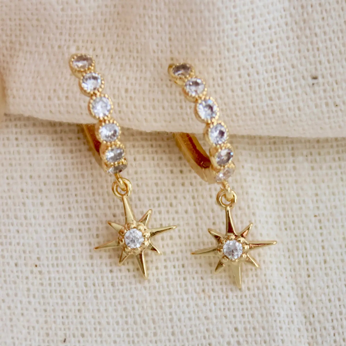Mesa Blue Gold Zircon Star Huggie Earrings by Harbour Thread