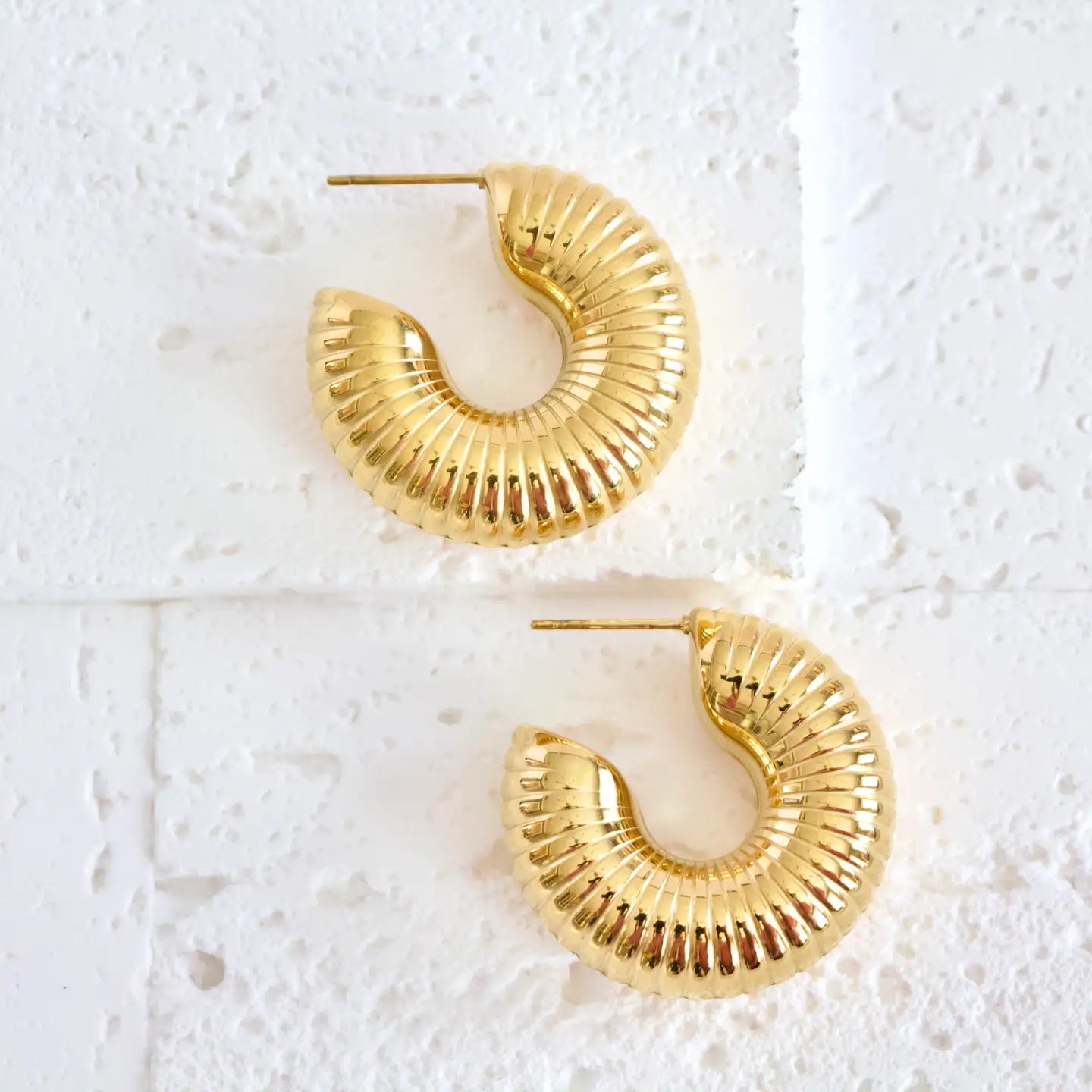 Mesa Blue Thick Statement Hoop Earrings - Waterproof by Harbour Thread