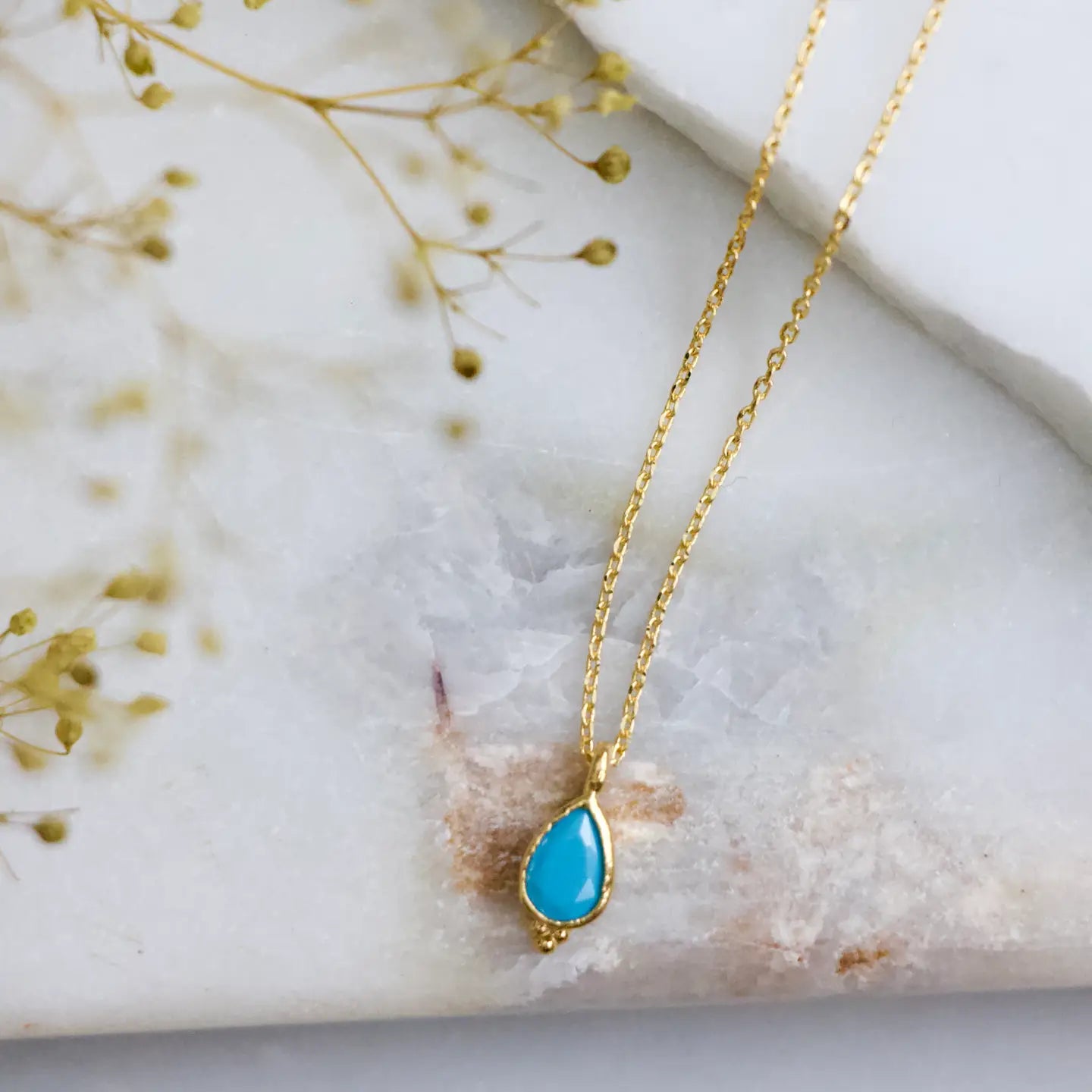 Mesa Blue Turquoise Dew Drop Necklace by Harbour Thread