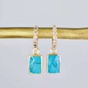 Mesa Blue Turquoise and Zircon Huggie Hoop Earrings by Harbour Thread