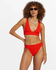Billabong Good Vibes Aruba Moderate Bikini Bottoms - Sunset Red by Harbour Thread