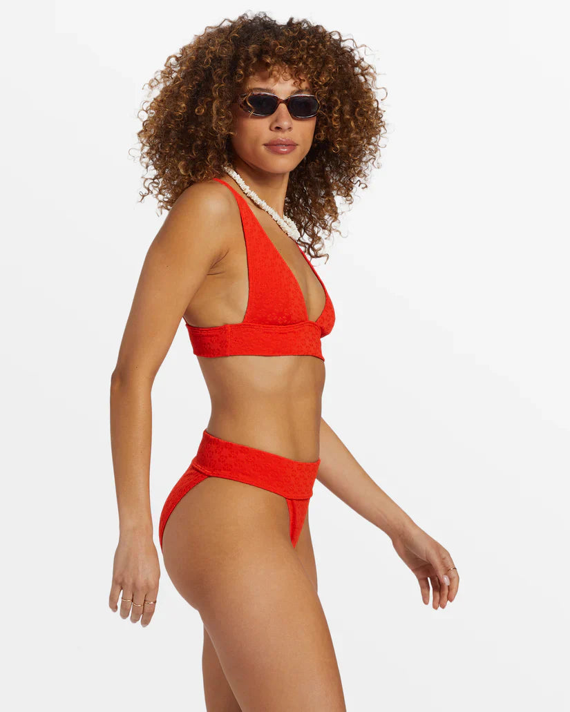 Billabong Good Vibes Aruba Moderate Bikini Bottoms - Sunset Red by Harbour Thread