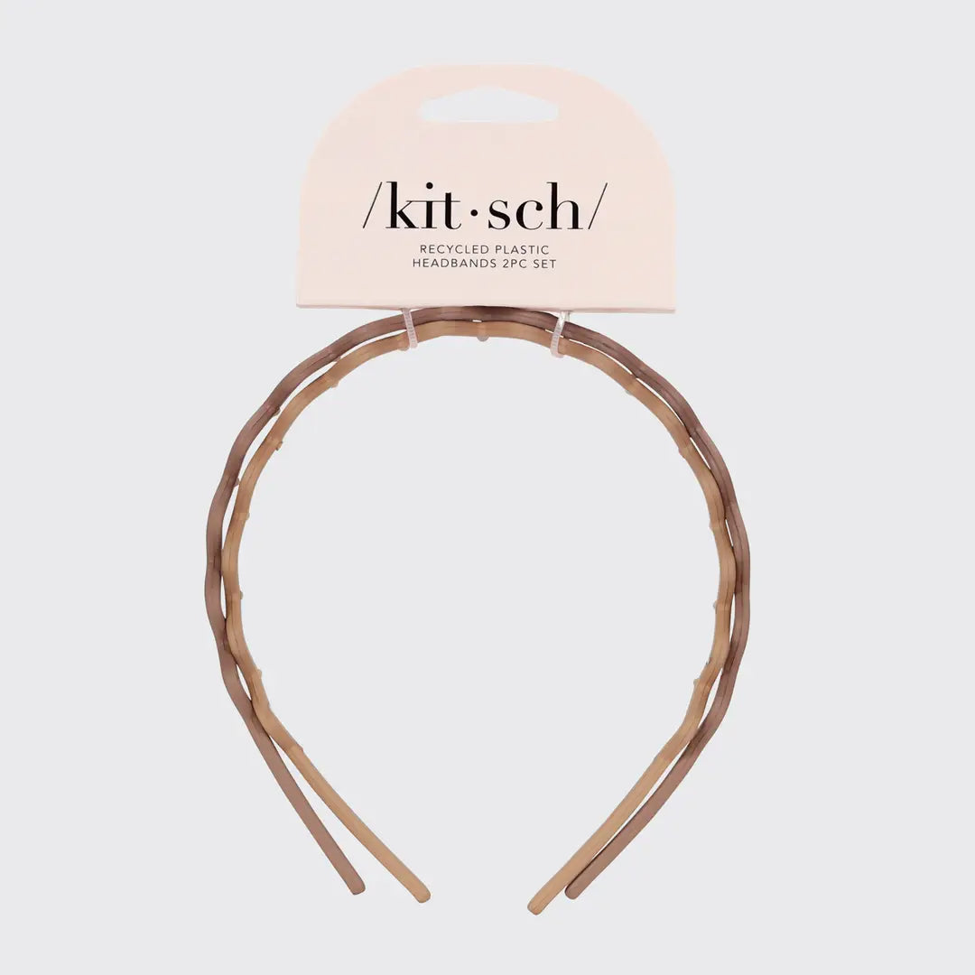 Recycled Plastic Zig Zag Headband 2pc - Neutral by Wild Lark