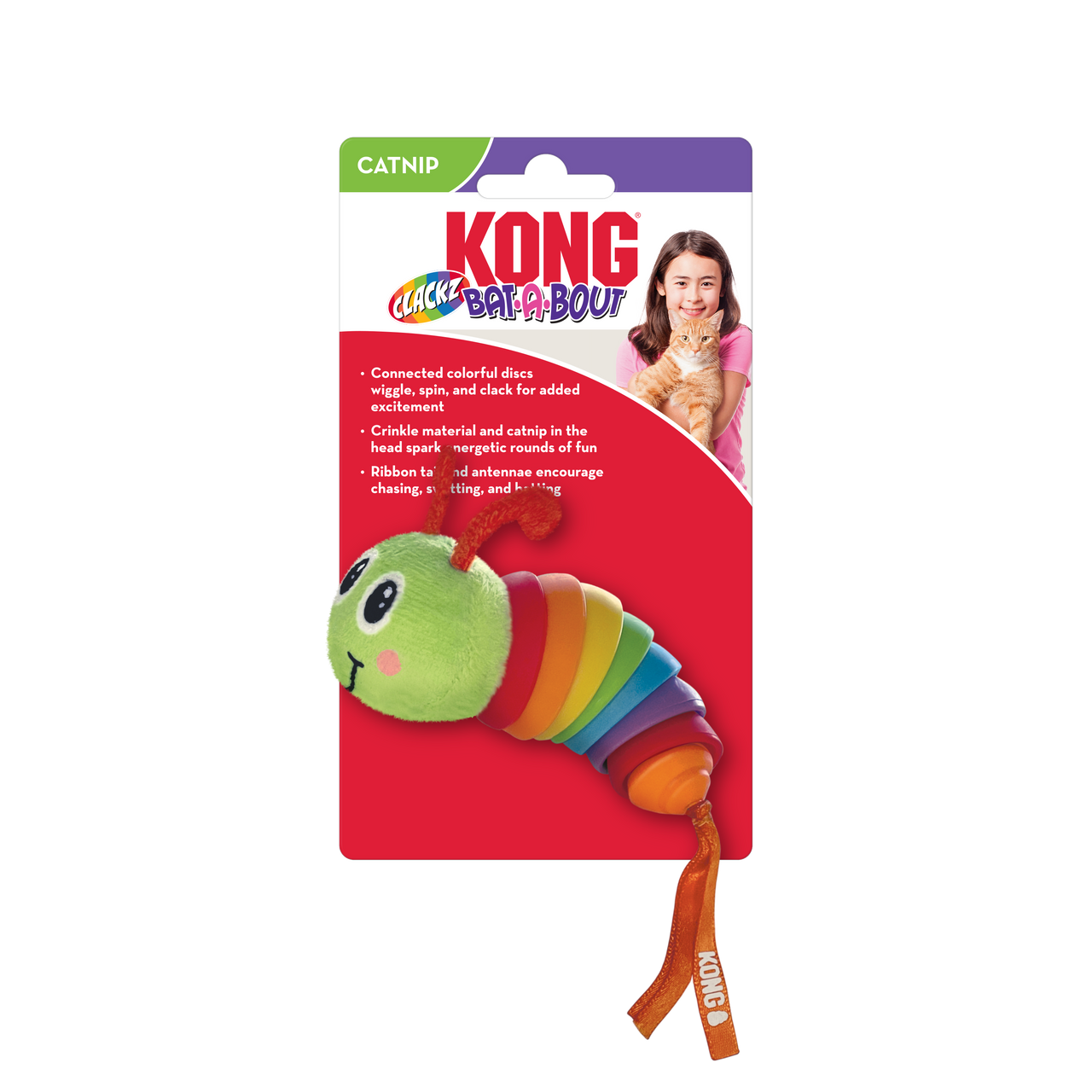 Kong Bat-A-Bout Clackz Caterpillar Cat Toy by Pet Food Warehouse