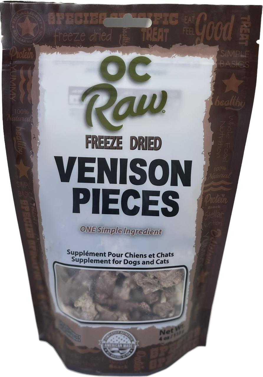 OC Raw Freeze Dried Dog Venison Trim Treats 4oz by Pet Food Warehouse