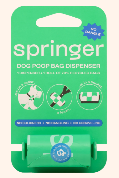 Springer Pets Dog Poop Dispenser + Roll Green by Pet Food Warehouse