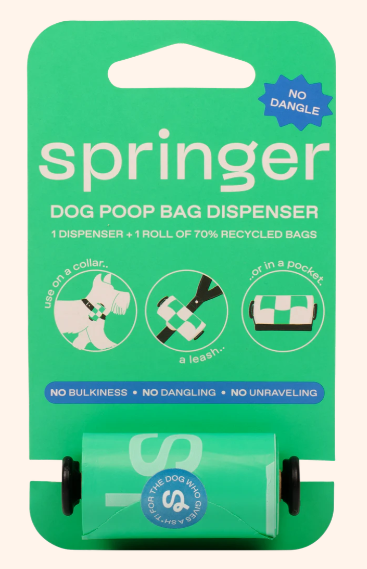Springer Pets Dog Poop Dispenser + Roll Black by Pet Food Warehouse