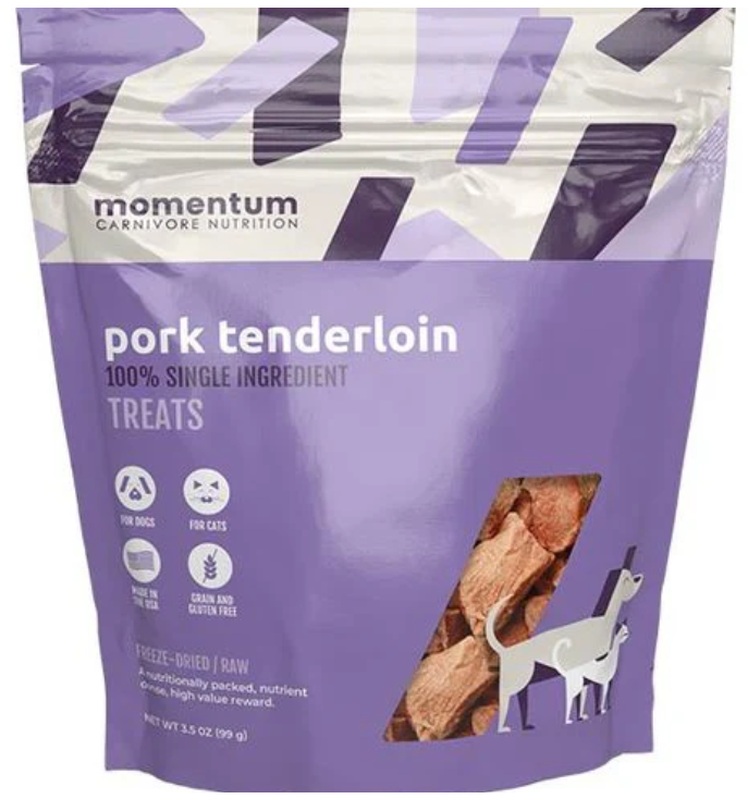 Momentum Carnivore Nutrition Dog Treat Pork Tenderloin 3.5oz by Pet Food Warehouse