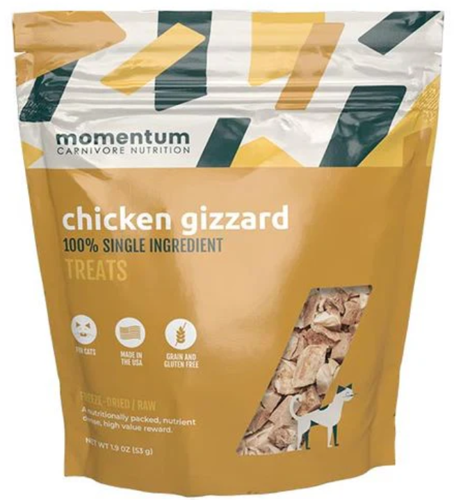 Momentum Carnivore Nutrition Cat Treat Chicken Gizzard 1.9oz by Pet Food Warehouse