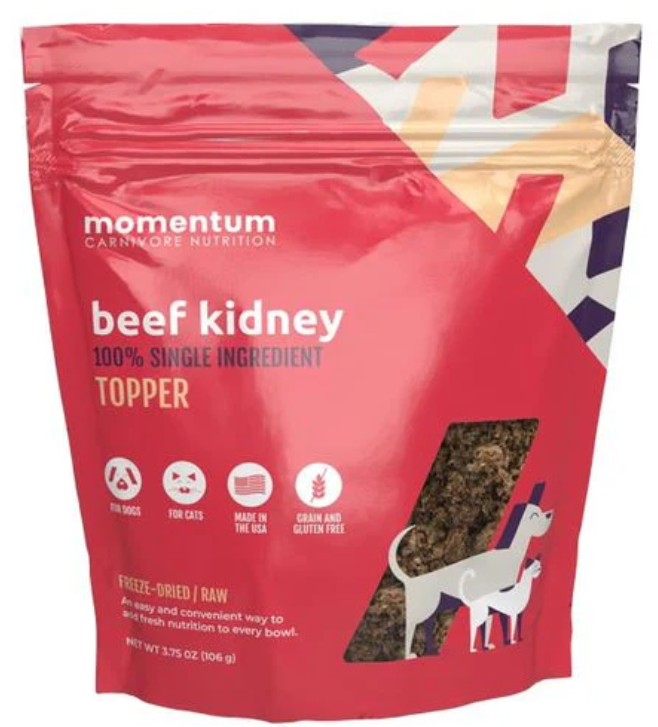 Momentum Carnivore Nutrition Dog Freeze Dried Topper Beef Kidney 3.75oz by Pet Food Warehouse