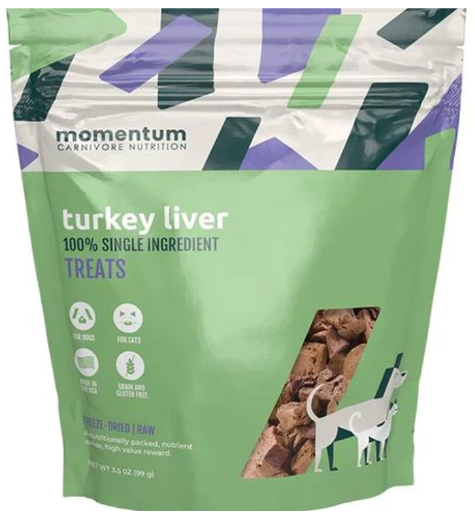 Momentum Carnivore Nutrition Dog Treat Turkey Liver 3.5oz by Pet Food Warehouse