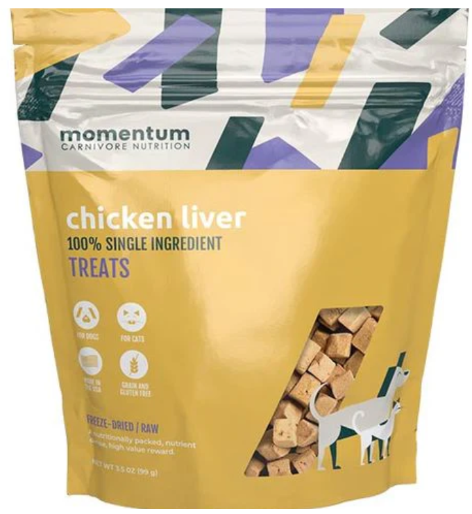 Momentum Carnivore Nutrition Dog Treat Chicken Liver 3.5oz by Pet Food Warehouse