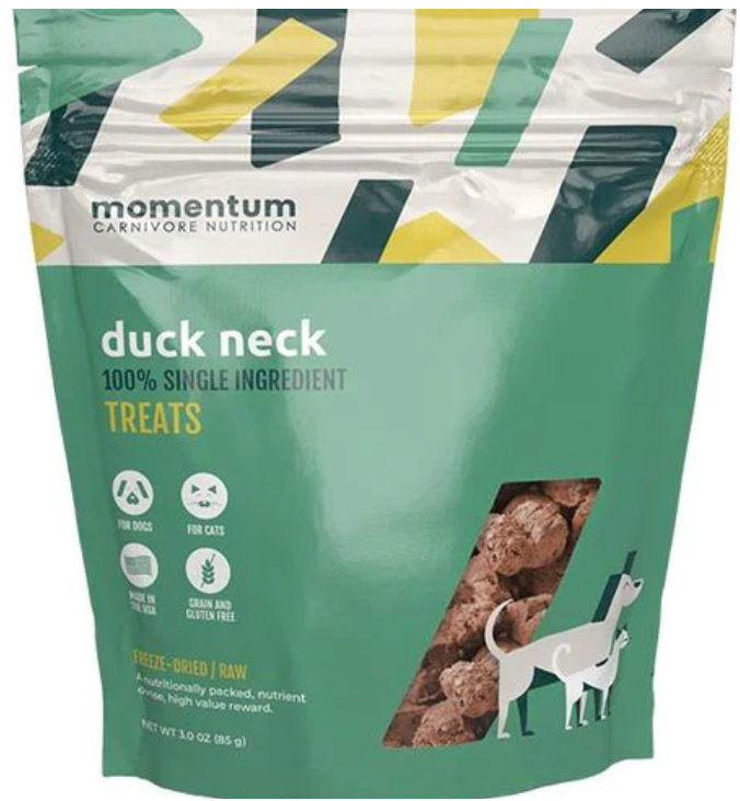Momentum Carnivore Nutrition Dog Treat Duck Neck 3oz by Pet Food Warehouse