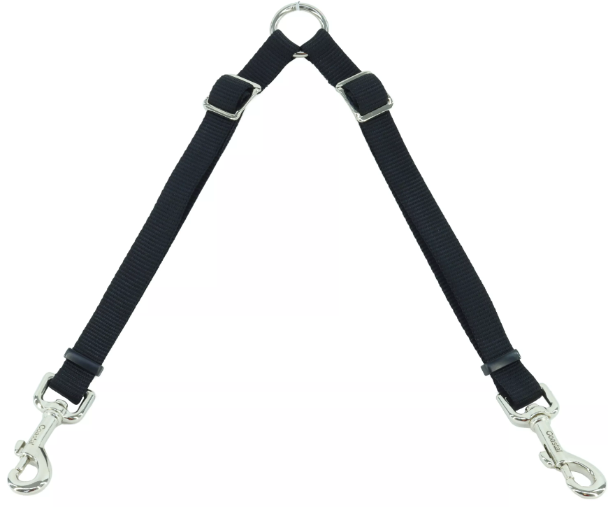 Coastal Two Dog Coupler Adjustable Black 36" by Pet Food Warehouse