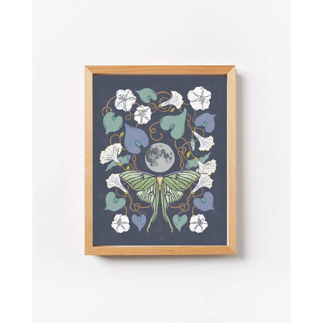 Luna Moth Moonflower Art Print (8x10) by Wild Lark