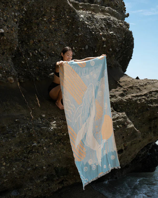 Sand Cloud Blue Whale Towel - Aqua by Harbour Thread