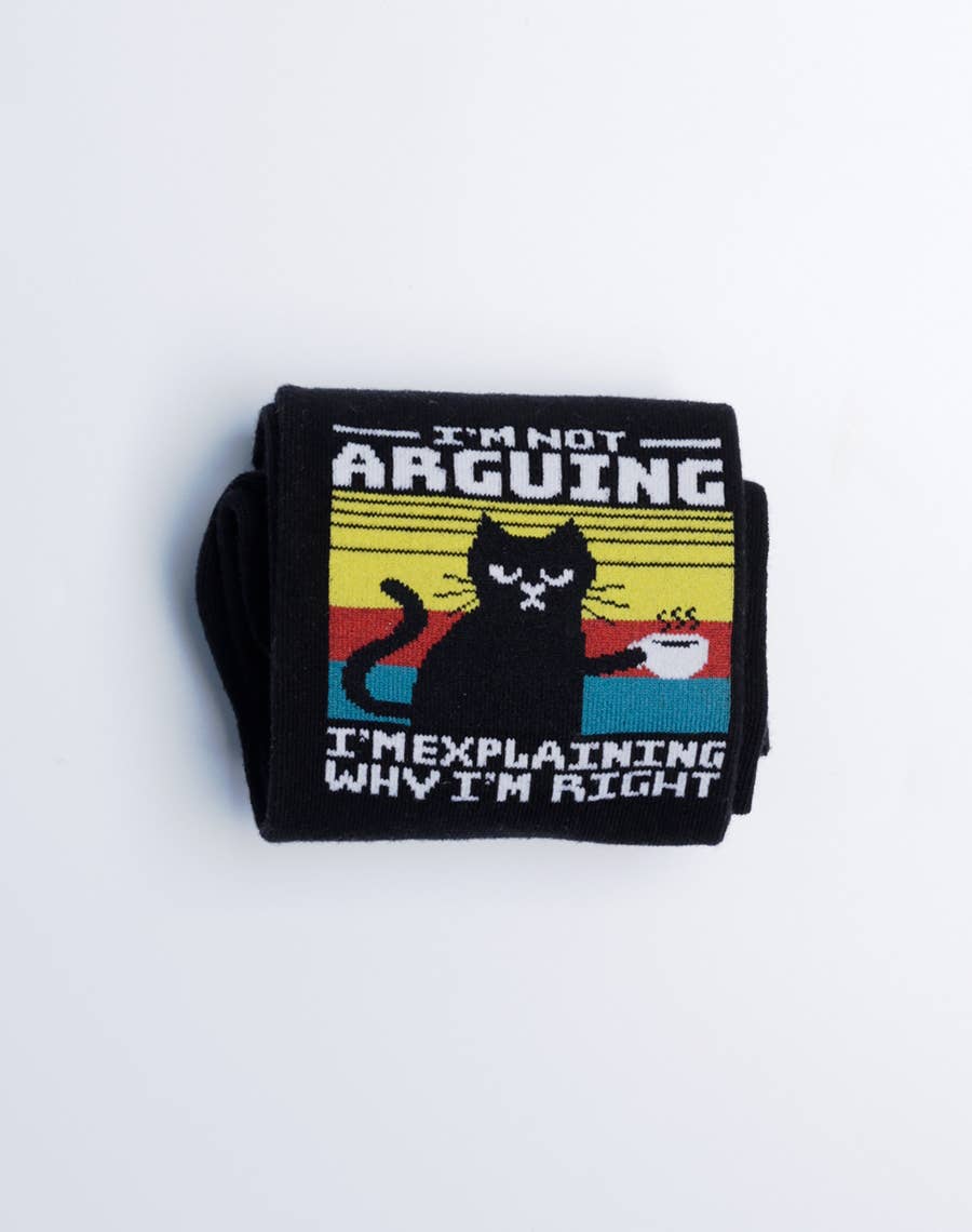 Men's I'm Not Arguing I'm Explaining Funny Cat Crew Socks by SidePony Boutique