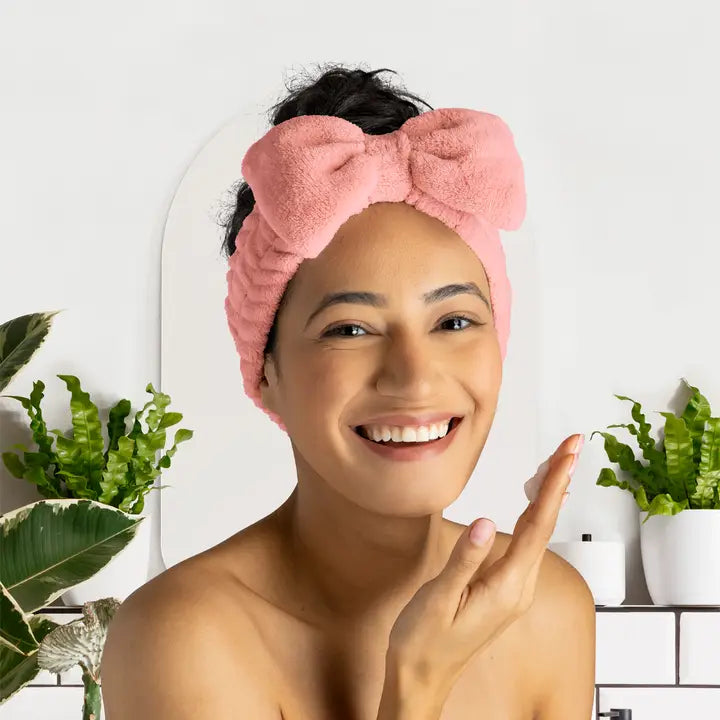 Lemon Lavender Take A Bow Ultra Plush Spa Headband by Wild Lark