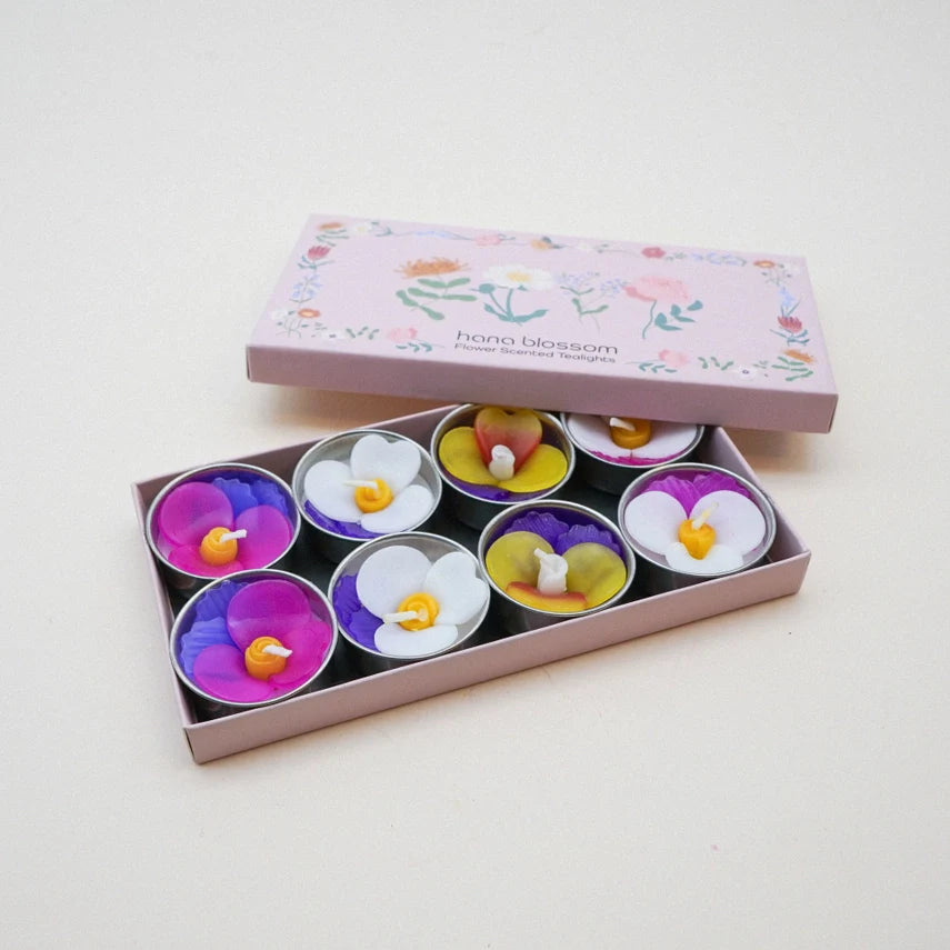 Handmade Purple Pansy Scented Tealights by Wild Lark