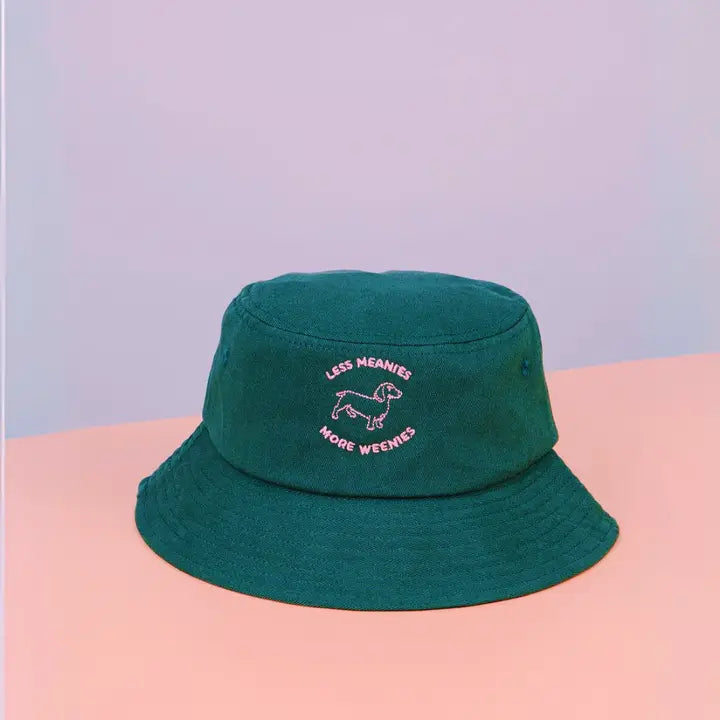 Less Meanies, More Weenies Bucket Hat by Wild Lark