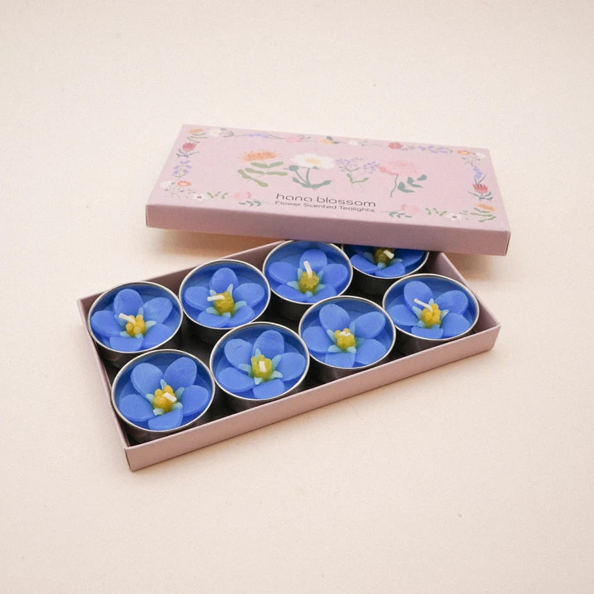 Handmade Forget Me Not Scented Tealights by Wild Lark