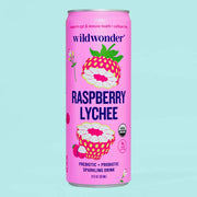 Raspberry Lychee Sparkling Prebiotic + Probiotic Drink by Wild Lark