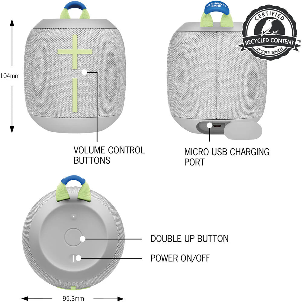 Logitech Ultimate Ears WONDERBOOM 3 Bluetooth Wireless Speaker - Gray by Small Dog Electronics