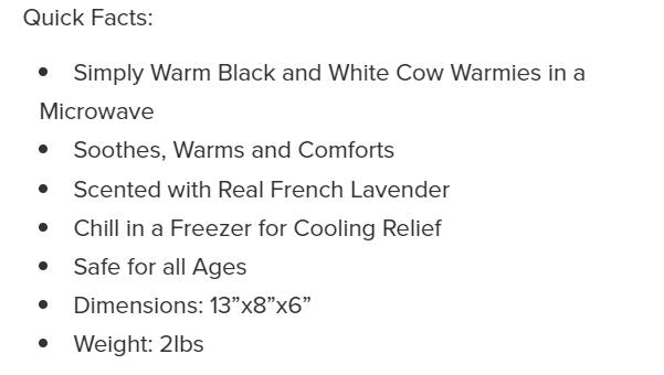 Warmies Cow Sitting Black & White by Homeportonline