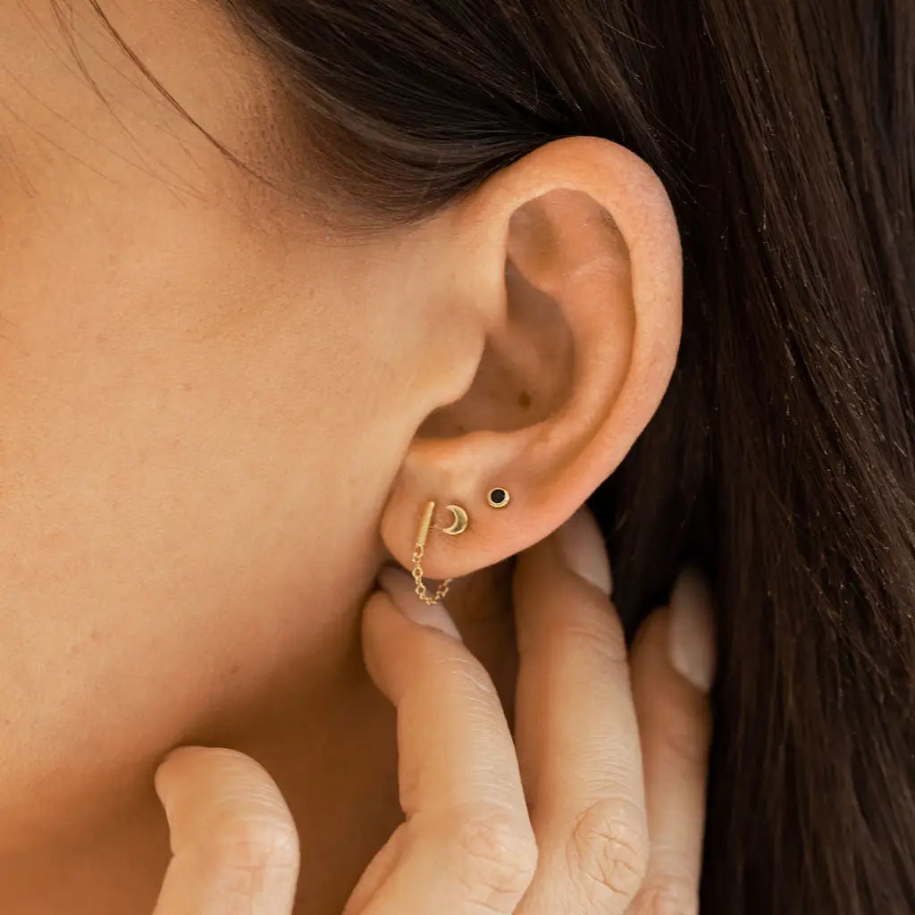 The Land Of Salt Gold Moon Stud Earrings by Harbour Thread