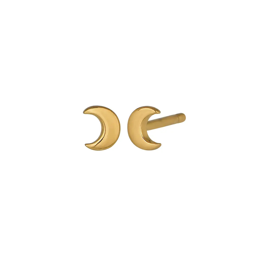 The Land Of Salt Gold Moon Stud Earrings by Harbour Thread