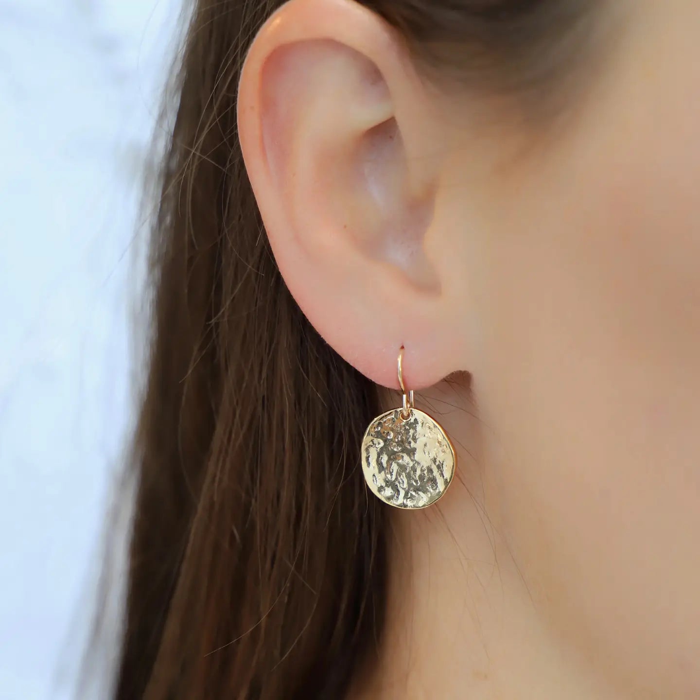 Katie Waltman Hammered Medallion Earrings - Gold by Harbour Thread