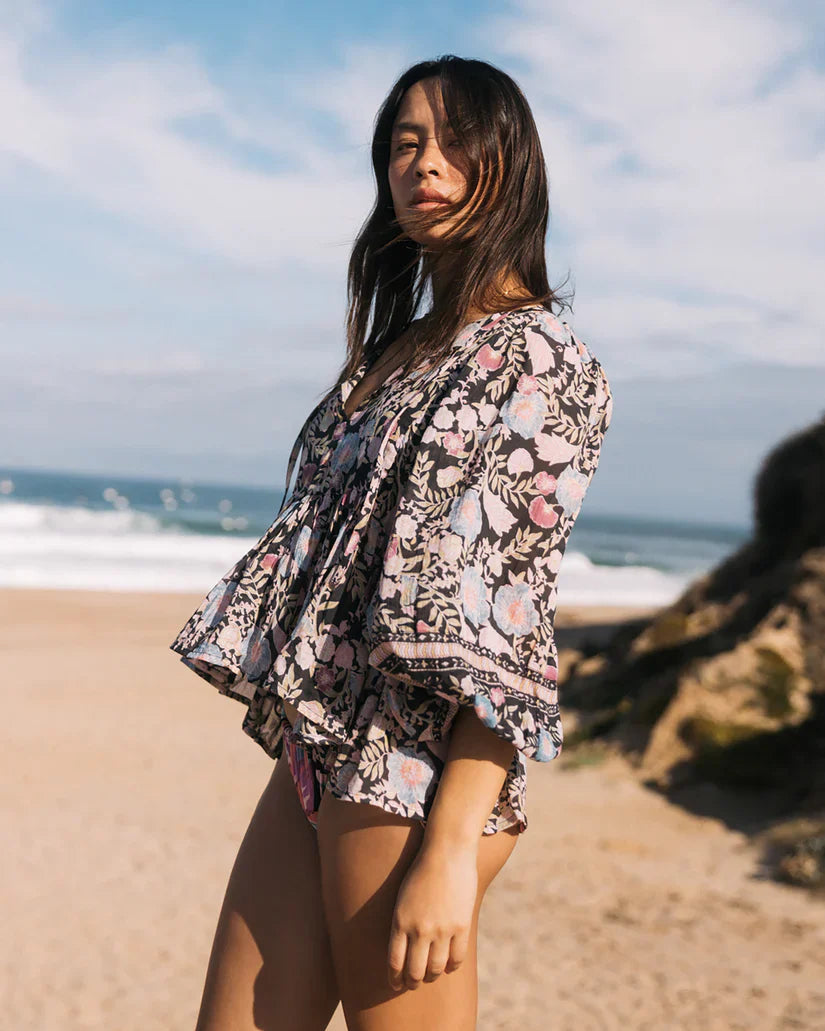 Billabong Adore You Blouson Sleeve Shirt - Black Sands by Harbour Thread