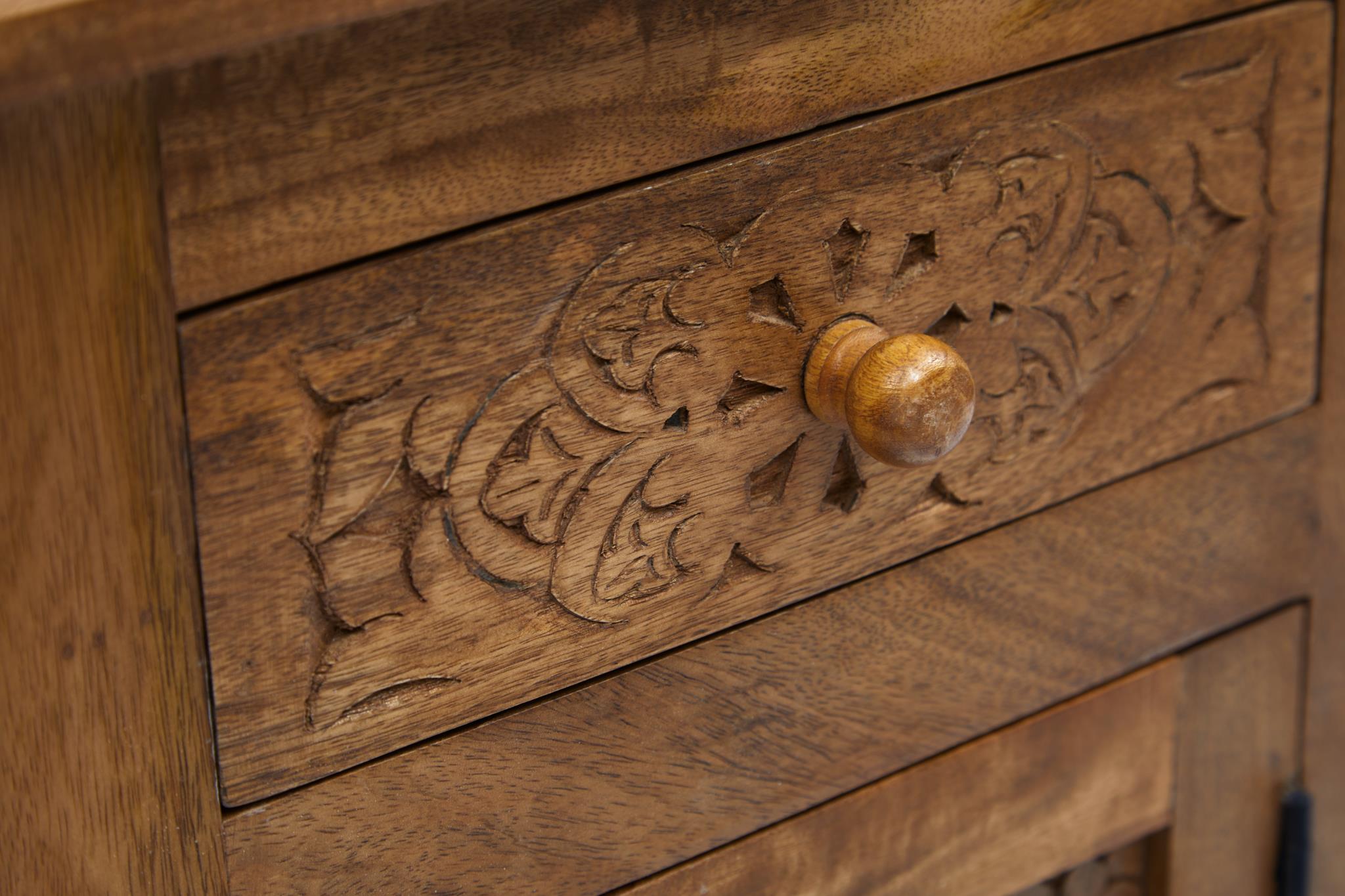 Global Archive Devi Accent Table Hand Carved Solid Mango by Homeportonline