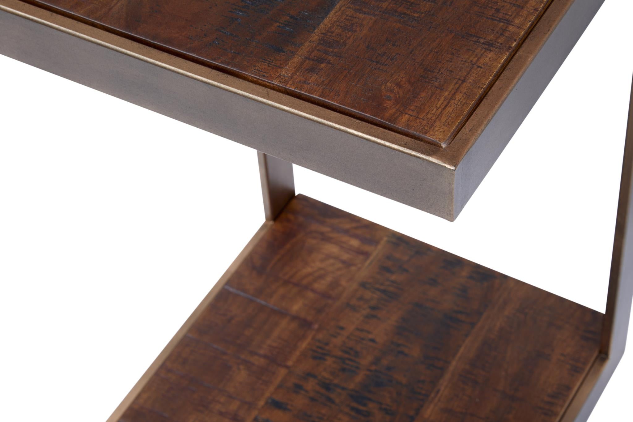 Stella C Table Chestnut Acacia Wood & Burnished Copper by Homeportonline