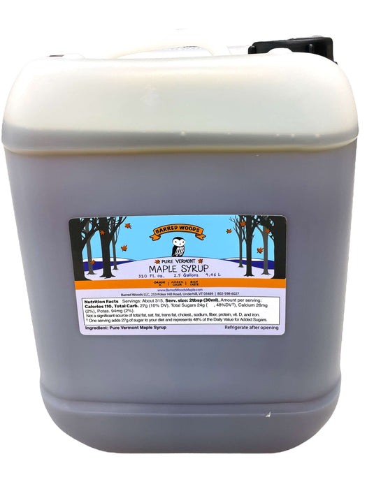 2.5 Gallons Bulk Pure Vermont Maple Syrup