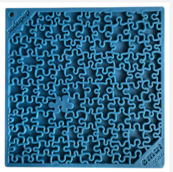 SodaPup Jigsaw Design Emat Enrichment Lick Mat Large Blue by Pet Food Warehouse