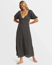 Billabong Love Fade Puff Sleeve Maxi Dress - Black Sands by Harbour Thread