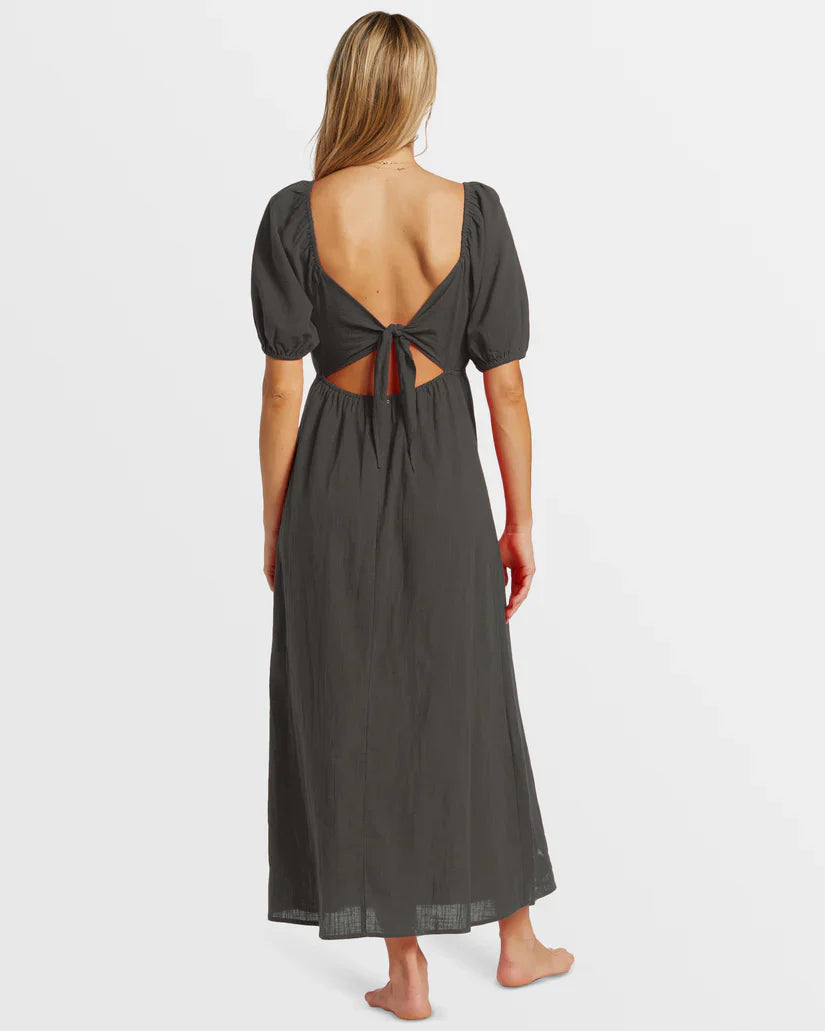 Billabong Love Fade Puff Sleeve Maxi Dress - Black Sands by Harbour Thread