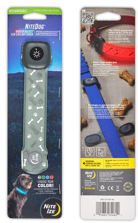 NiteIze LED Rechargeable Dog Collar Cover Disc-O Select by Pet Food Warehouse