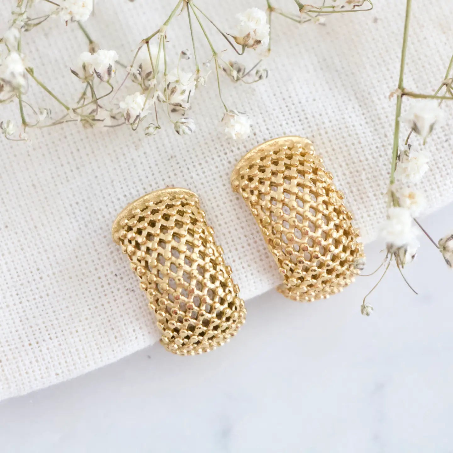 Mesa Blue Net Hoop Earrings by Harbour Thread