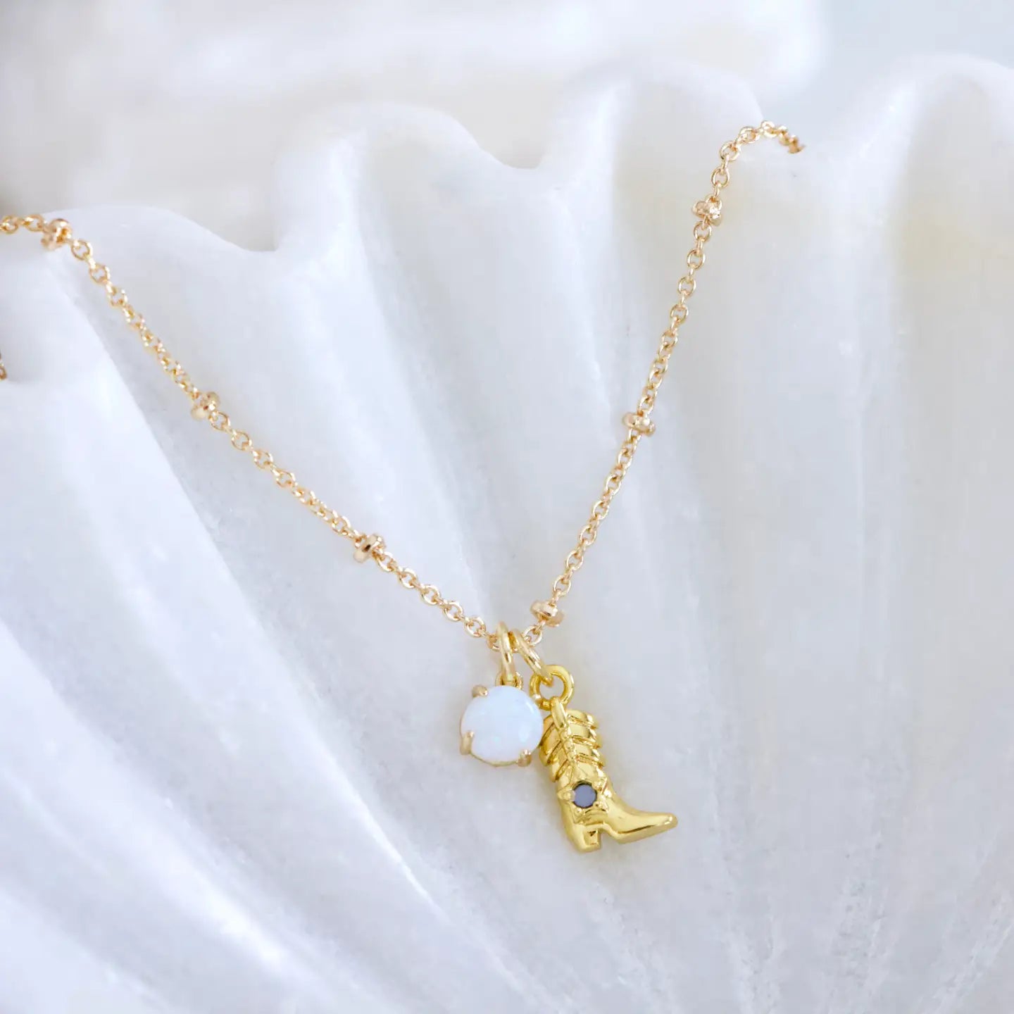 Mesa Blue Opal Boot Necklace by Harbour Thread