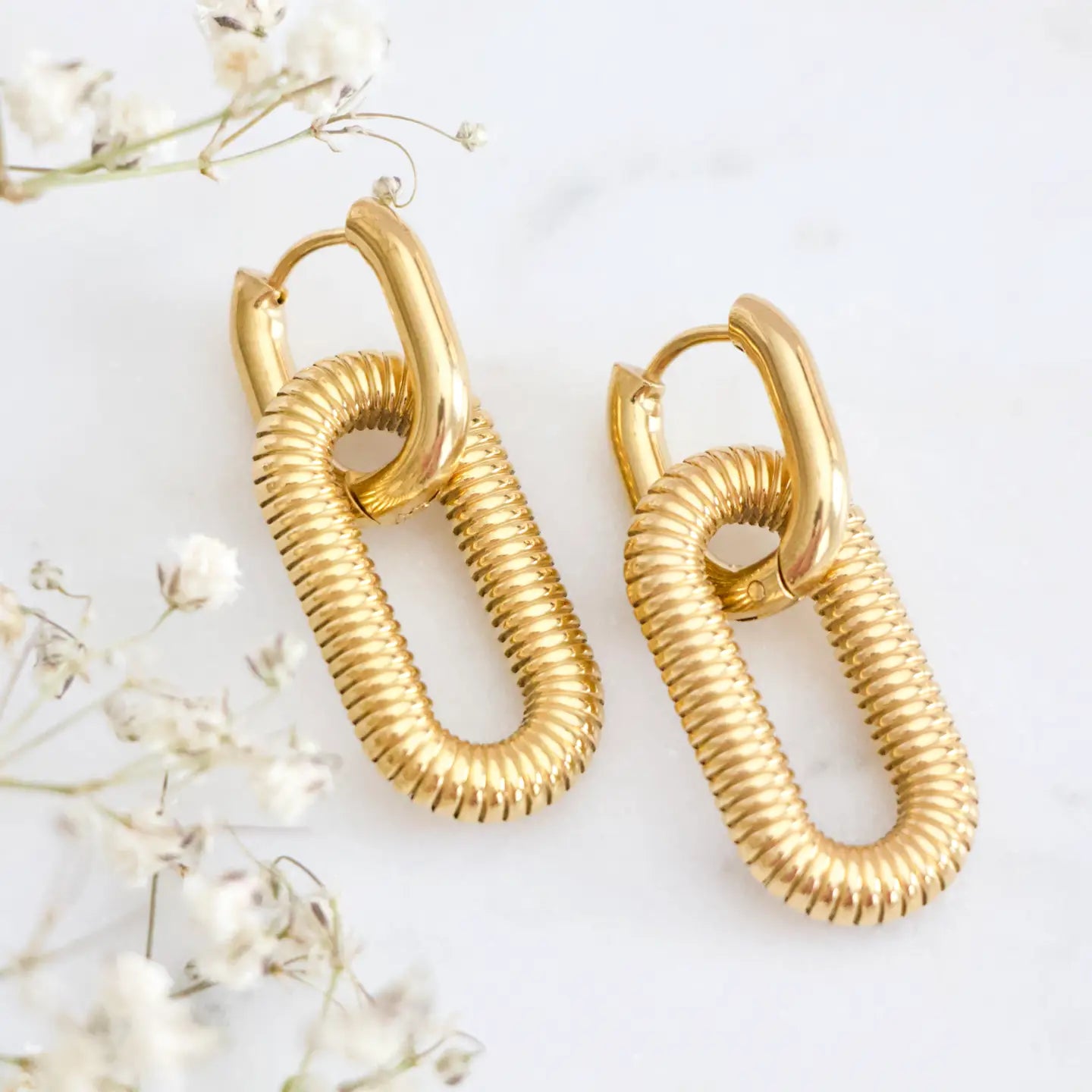 Mesa Blue Textured Drop Hoop Earrings by Harbour Thread