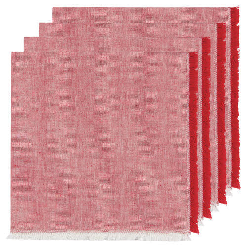 Cloth Napkin - Chili Red Chambray Napkins Set of 4 by Homeportonline