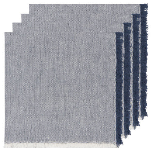 Cloth Napkin - Midnight Blue Chambray Napkins Set of 4 by Homeportonline