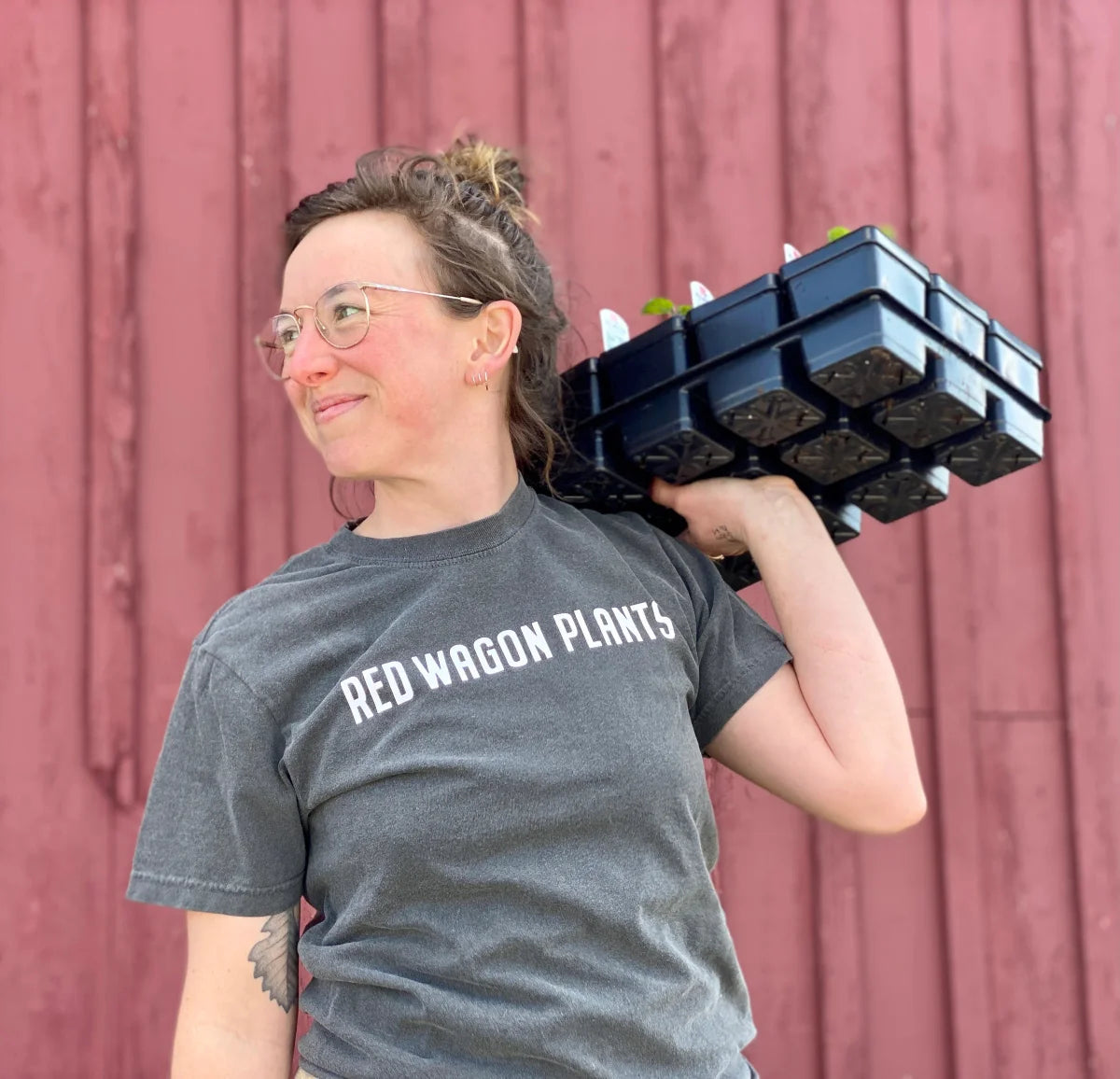 Red Wagon Plants T-Shirt - Slate Blue