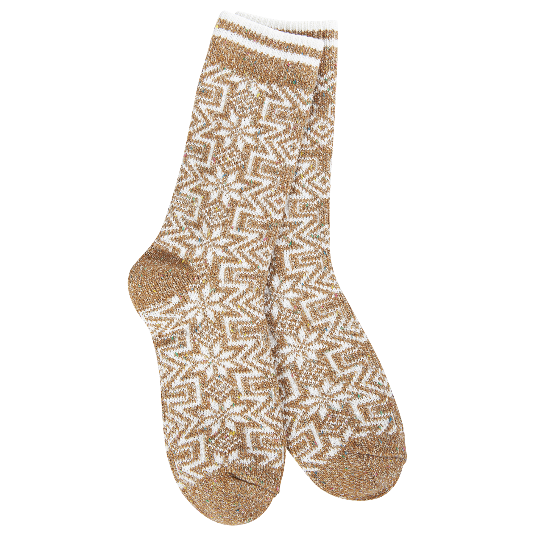 Socks - Holiday Confetti Crew Geo Gingerbread by Homeportonline