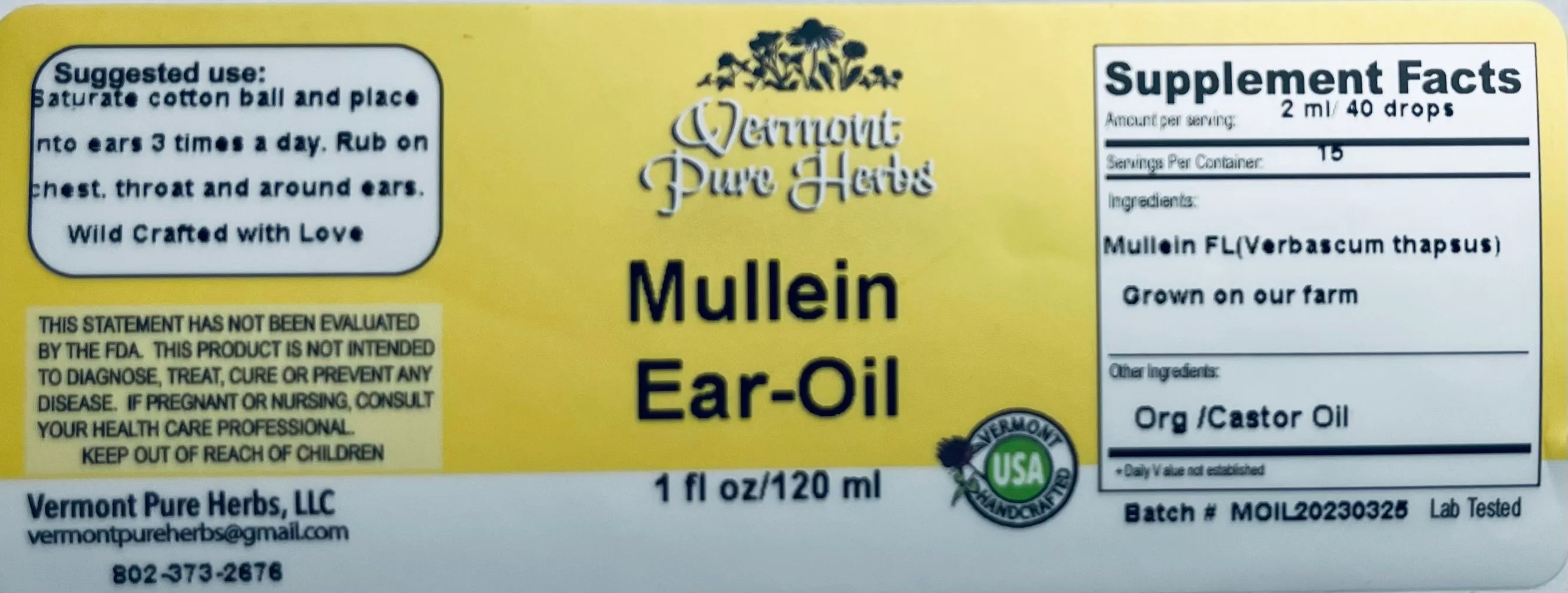 Mullein Ear-Oil by Vermont Pure Herbs
