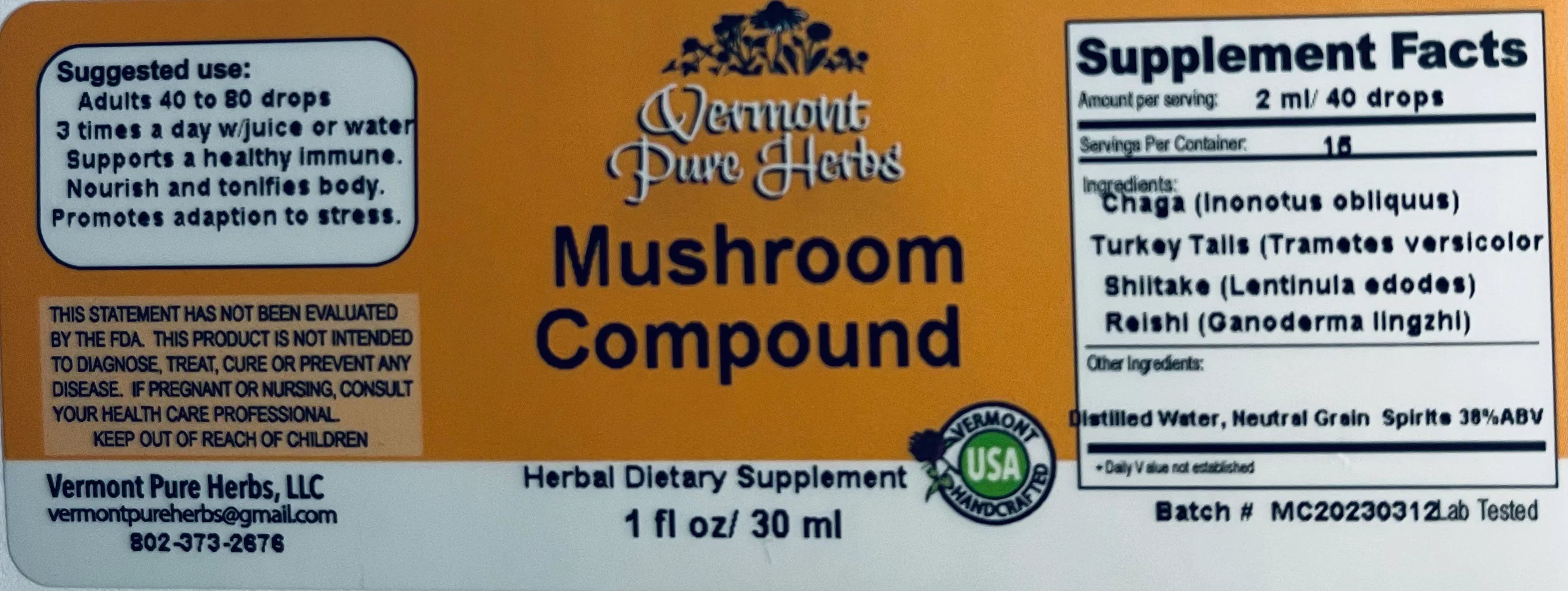 Mushroom Compound (Double Infused) by Vermont Pure Herbs