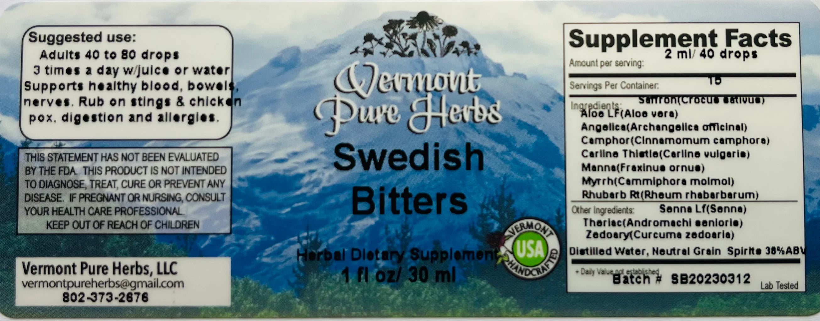 Swedish Bitters by Vermont Pure Herbs