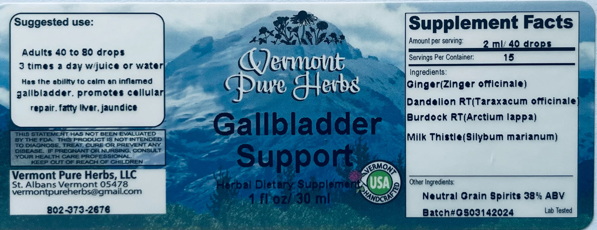Gallbladder Support by Vermont Pure Herbs
